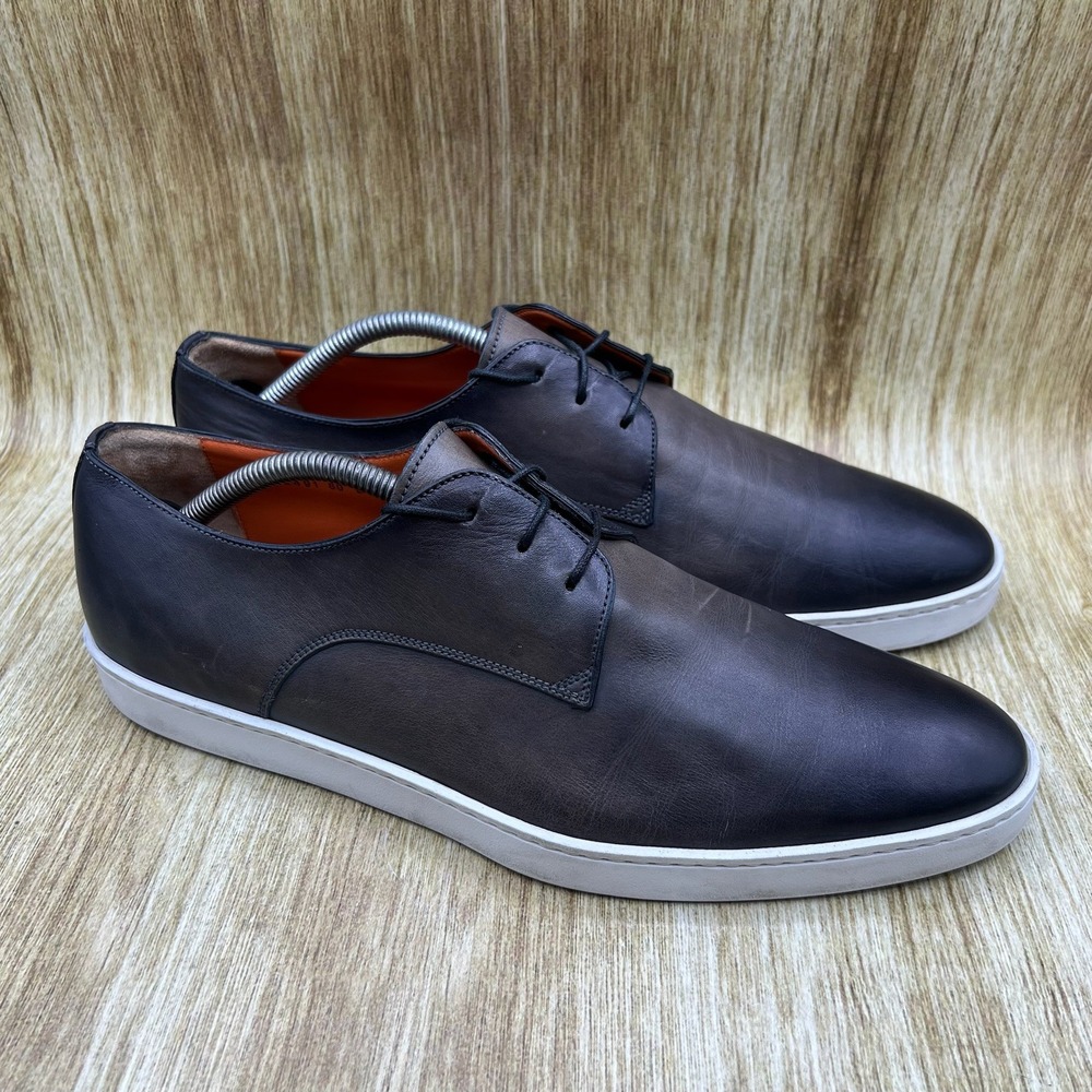 Santoni Dilate Derby Sneakers Men's Size 10.5 D Leather Burnished Italy Shoes